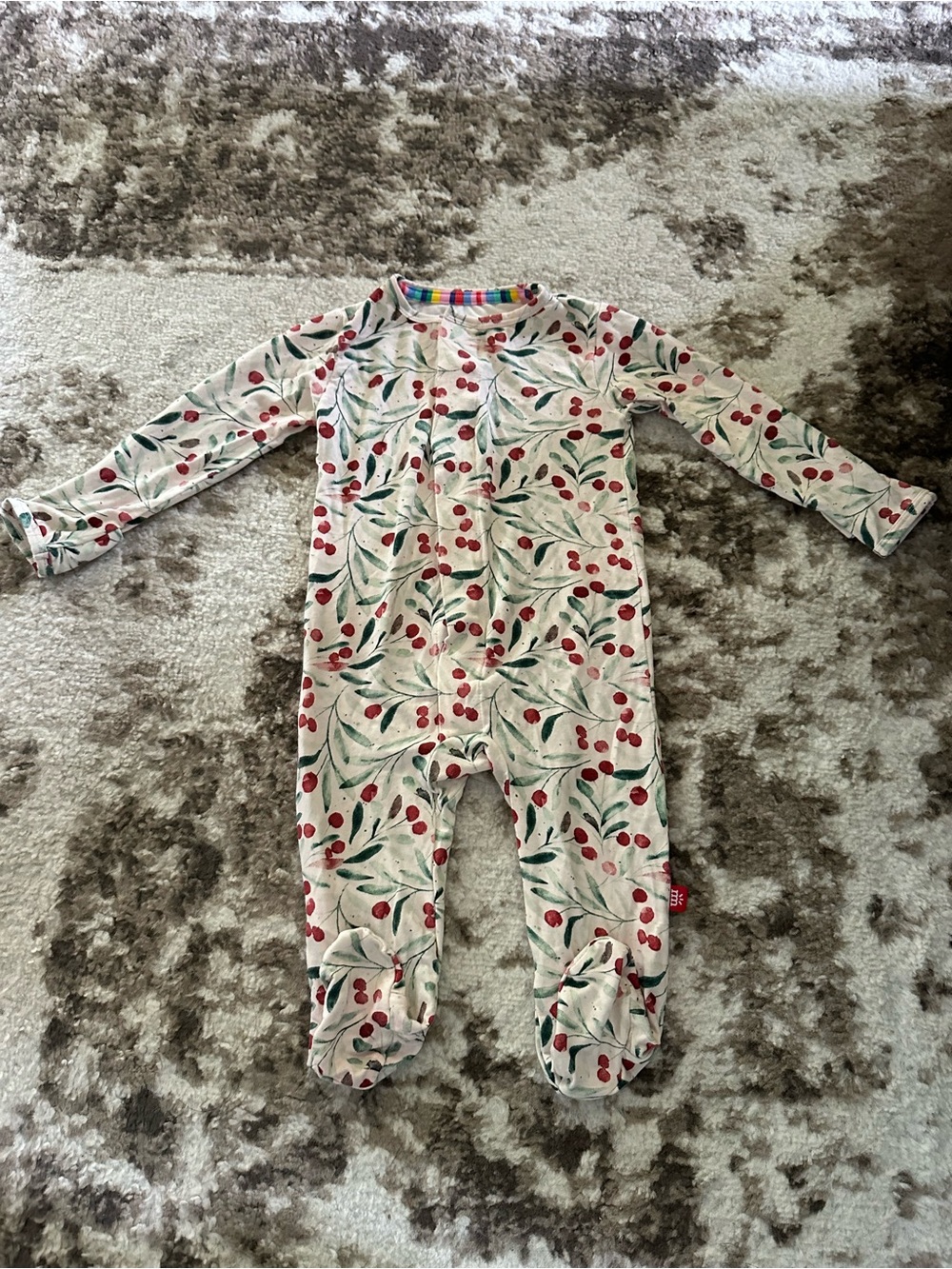 Magnetic Me Cream Cherry Print Footed One-Piece